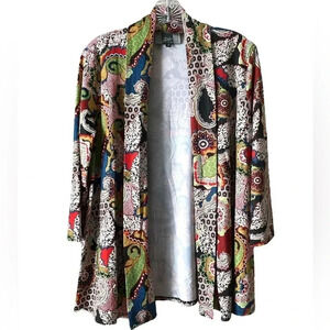 SLINKY BRAND | Women’s Multicolored Paisley Print Open Front Light Jacket Size M